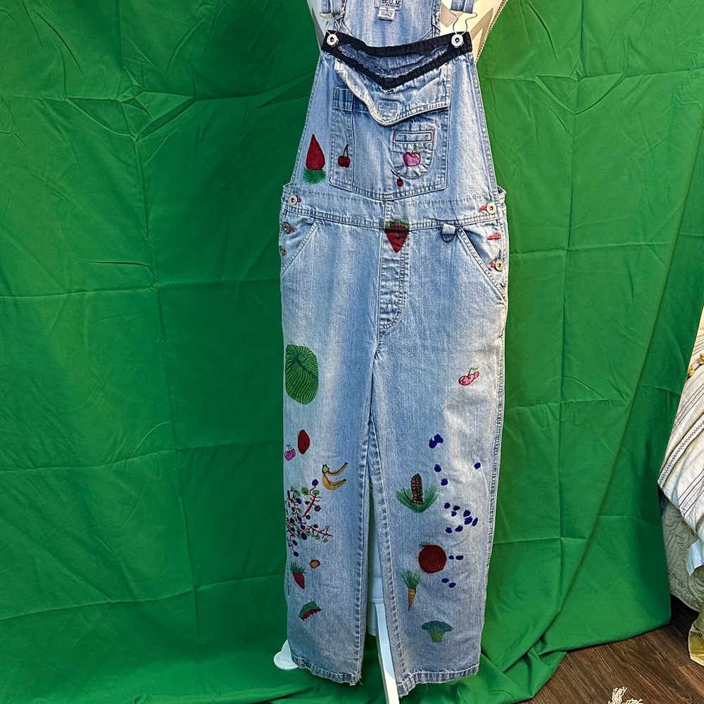 B.U.M. Equipment Women's Light Blue Embroidered Overalls